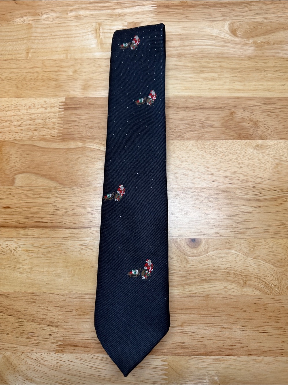 Vintage Wembley Navy Tie with Small Santa Claus Motif